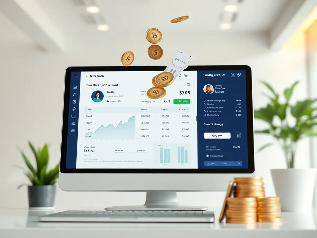 A bank interface showing funds being deposited into a merchant's account.