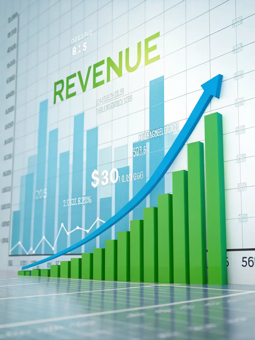 A graph showing increasing revenue and decreasing costs, visually representing the financial benefits of using Swipejoy's platform.