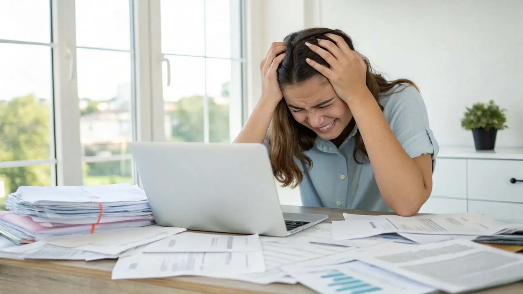 Business owner frustrated by hidden credit card processing fees increasing merchant service costs and reducing profits