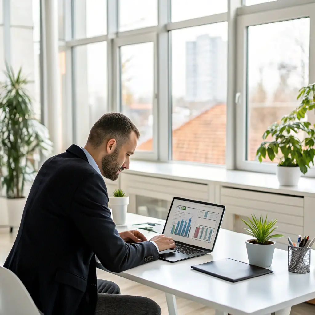 Business owner lowering credit card processing fees and earning monthly residual income through merchant services profit sharing